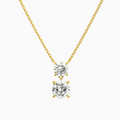 Product Video for Duo Drop Round Lab Grown Diamond Necklace In 18K Yellow Gold