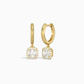 Asscher Halo Drop Huggie Hoop Earrings