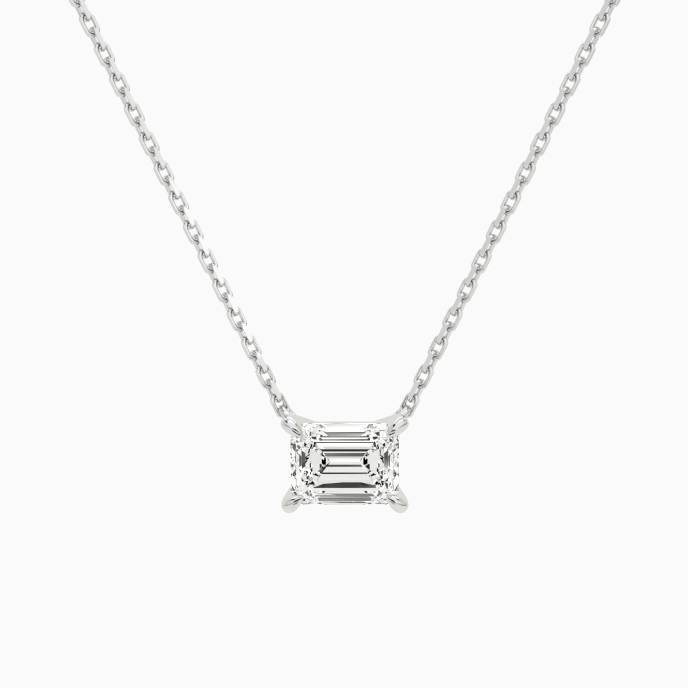 Product Video for Emerald Solitaire Lab Grown Diamond Necklace In Platinum