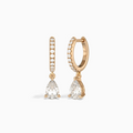 Pear Accented Drop Huggie Hoop Earrings