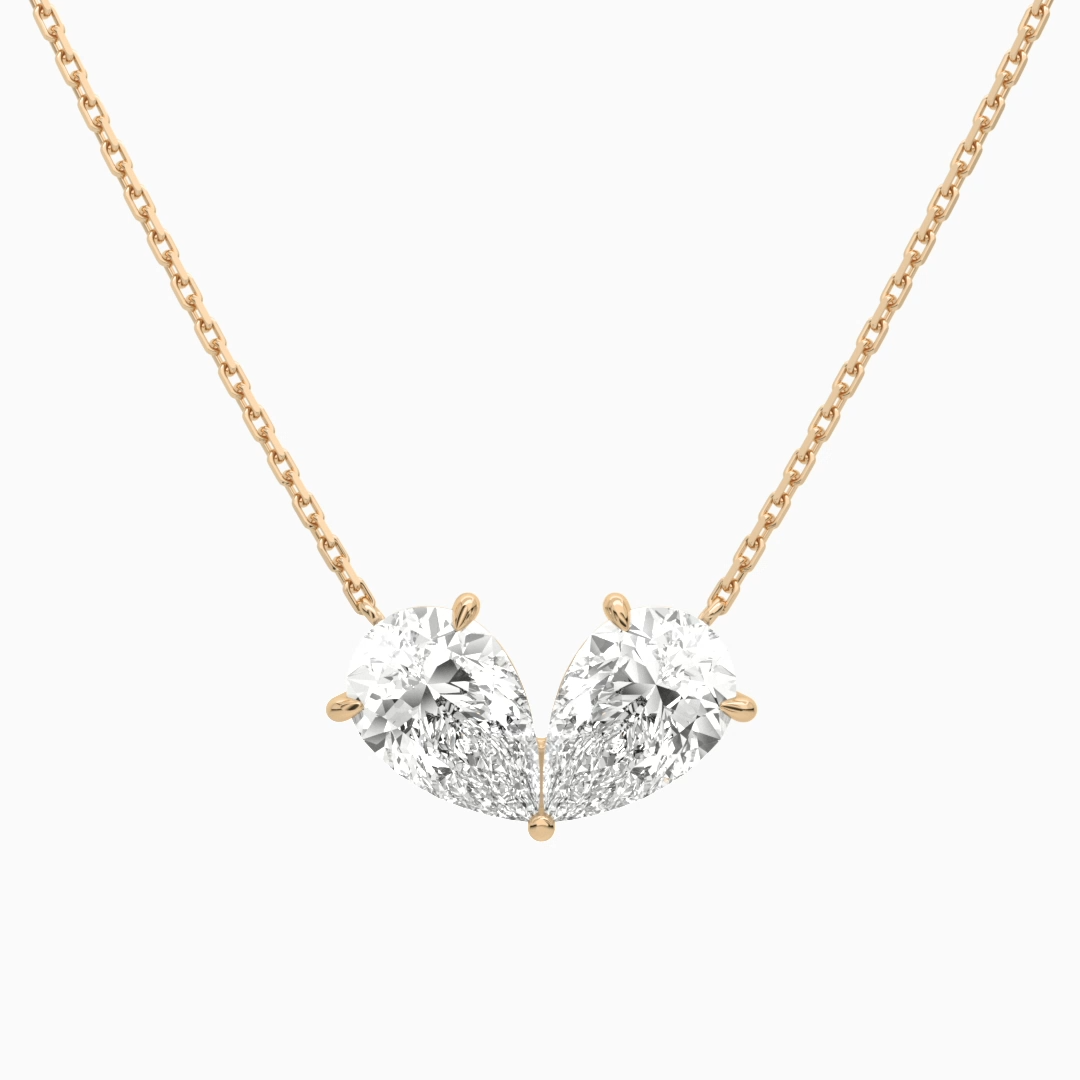 Product Video for Toi Et Moi Double Inverted Pear Lab Grown Diamond Necklace In 14K Rose Gold