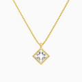 Product Video for Bezel Solitaire Princess Lab Grown Diamond Pendant Necklace In 14K Yellow Gold