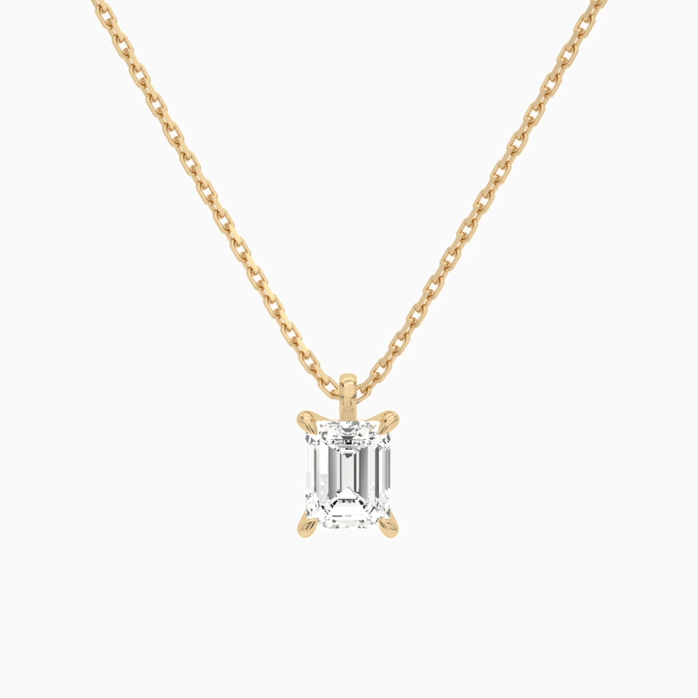 Product Video for Emerald Solitaire Lab Grown Diamond Pendant Necklace In 14K Rose Gold
