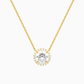 Product Video for Round Halo Lab Grown Diamond Necklace In 18K Yellow Gold