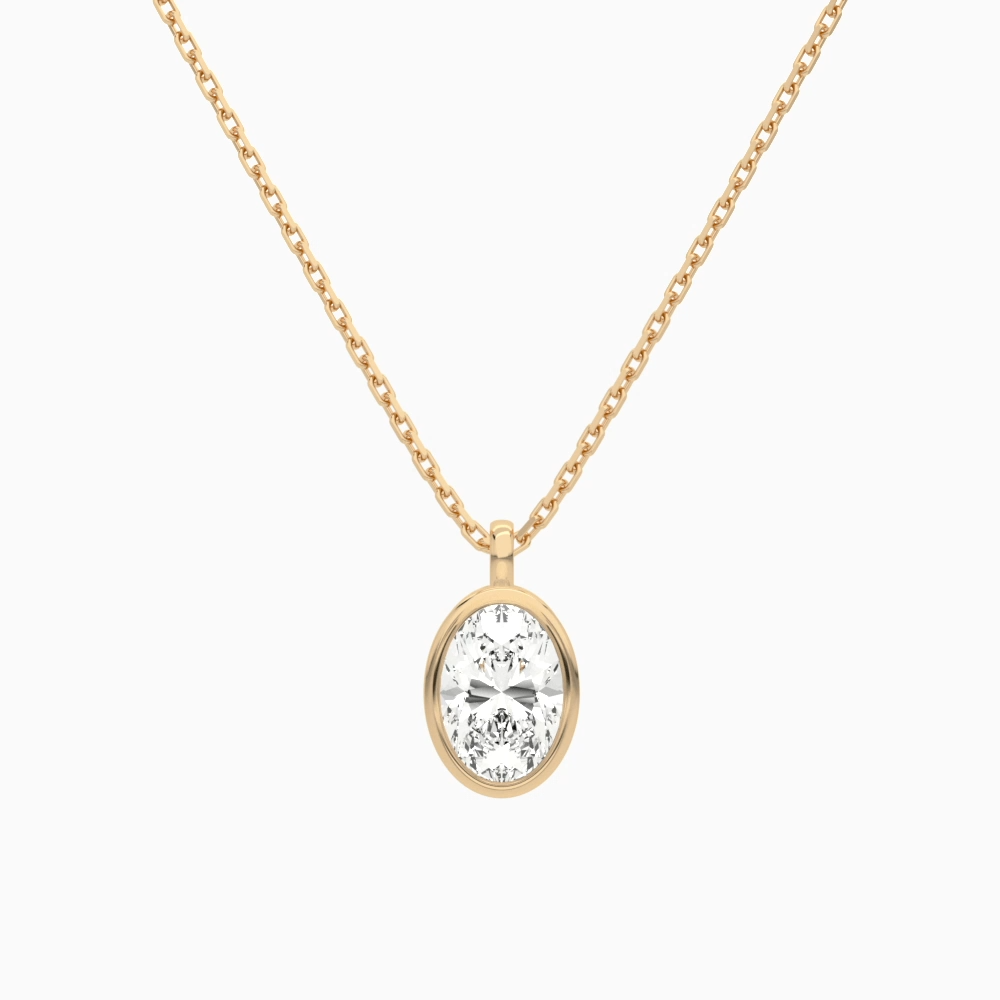 Product Video for Bezel Solitaire Oval Lab Grown Diamond Pendant Necklace In 14K Rose Gold