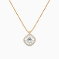 Product Video for Cushion Halo Lab Grown Diamond Pendant Necklace In 14K Rose Gold