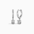 Oval Solitaire Drop Huggie Hoop Earrings