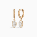 Marquise Halo Drop Huggie Hoop Earrings