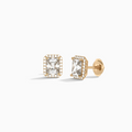 Radiant Halo Diamond Stud Earrings