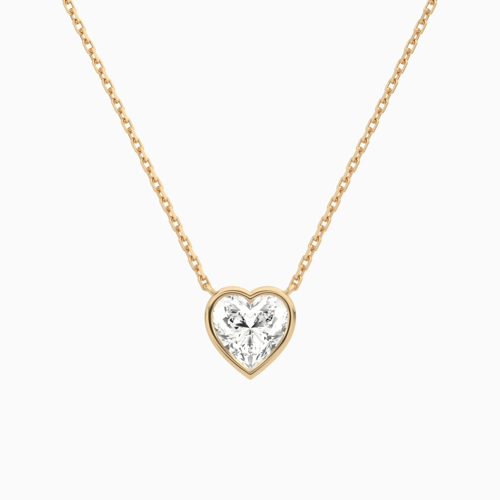 Product Video for Bezel Solitaire Heart Lab Grown Diamond Necklace In 14K Rose Gold