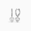 Heart Halo Drop Huggie Hoop Earrings