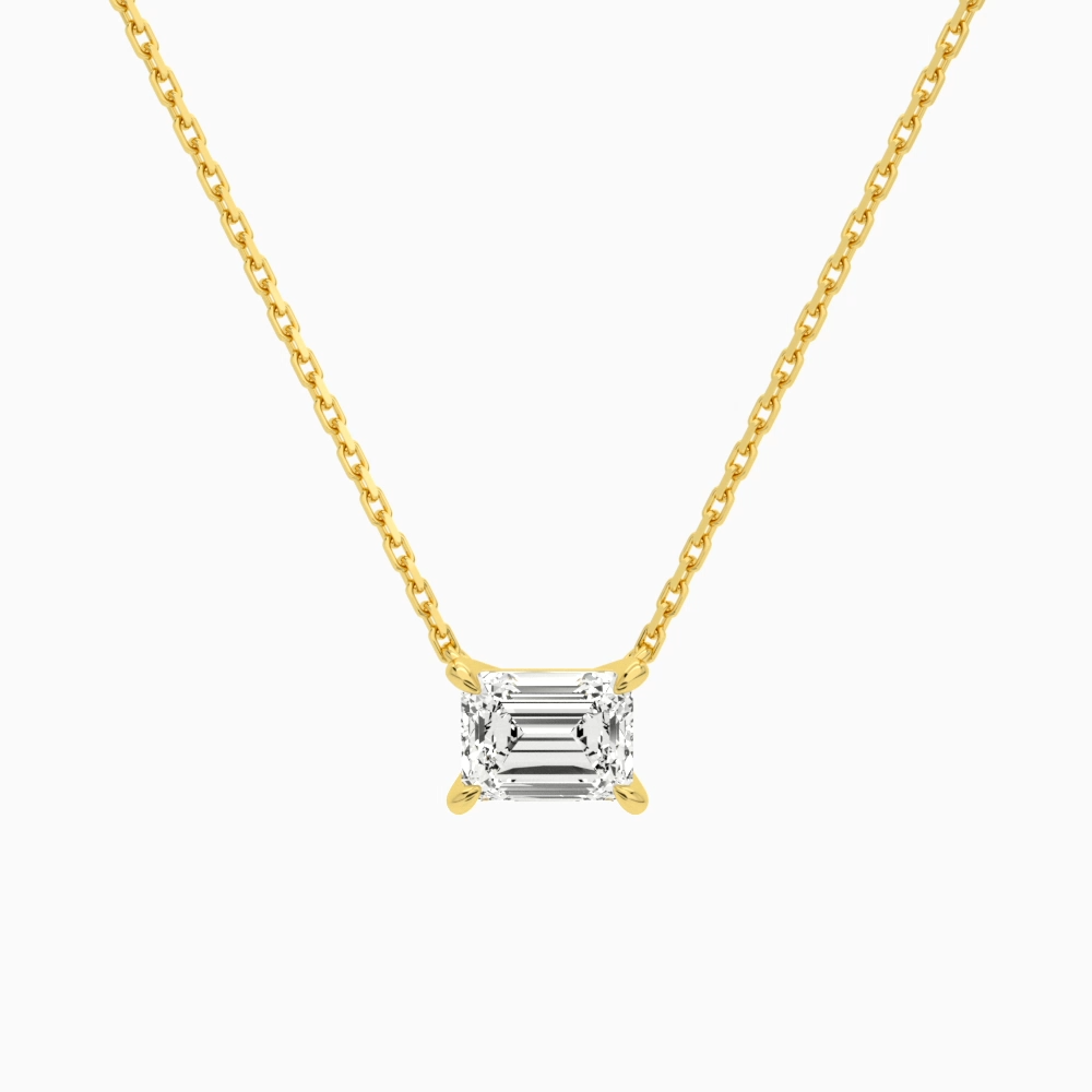 Product Video for Emerald Solitaire Lab Grown Diamond Necklace In 18K Yellow Gold