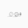 Round Bezel Solitaire Diamond Stud Earrings