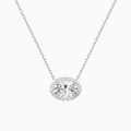 Product Video for Oval Halo Lab Grown Diamond Necklace In 14K White Gold