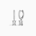 Radiant Accented Drop Huggie Hoop Earrings