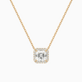 Product Video for Asscher Halo Lab Grown Diamond Necklace In 14K Rose Gold