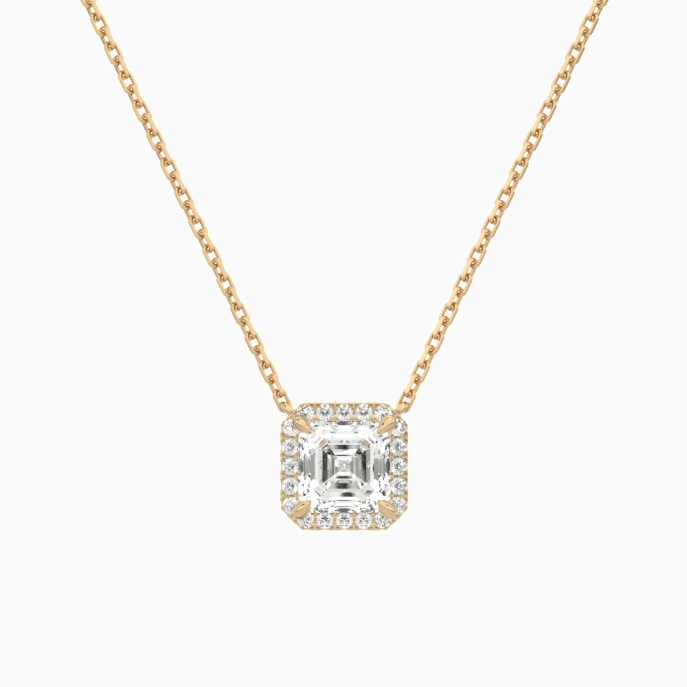 Product Video for Asscher Halo Lab Grown Diamond Necklace In 14K Rose Gold