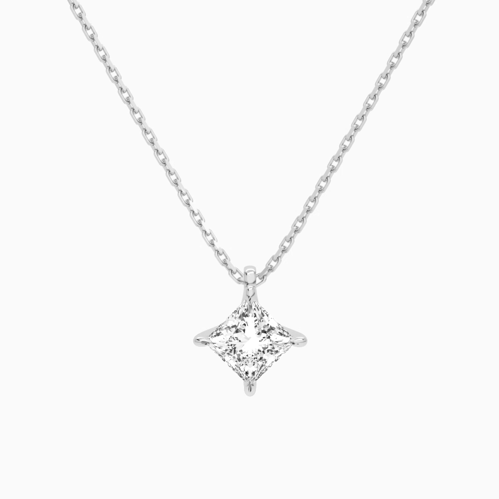 Product Video for Princess Solitaire Lab Grown Diamond Pendant Necklace In Platinum