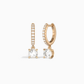 Round Accented Drop Huggie Hoop Earrings