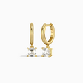 Asscher Solitaire Drop Huggie Hoop Earrings