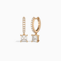 Princess Accented Drop Huggie Hoop Earrings