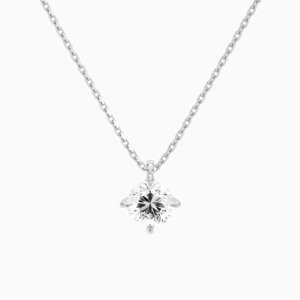 Product Video for Round Solitaire Lab Grown Diamond Pendant Necklace In 14K White Gold