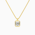 Product Video for Bezel Solitaire Emerald Lab Grown Diamond Pendant Necklace In 18K Yellow Gold