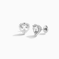 Heart Halo Diamond Stud Earrings