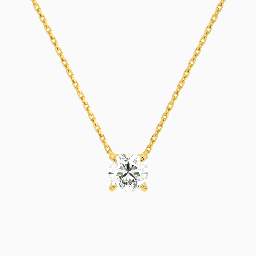 Product Video for Round Solitaire Lab Grown Diamond Necklace In 14K Yellow Gold