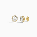 Round Halo Diamond Stud Earrings