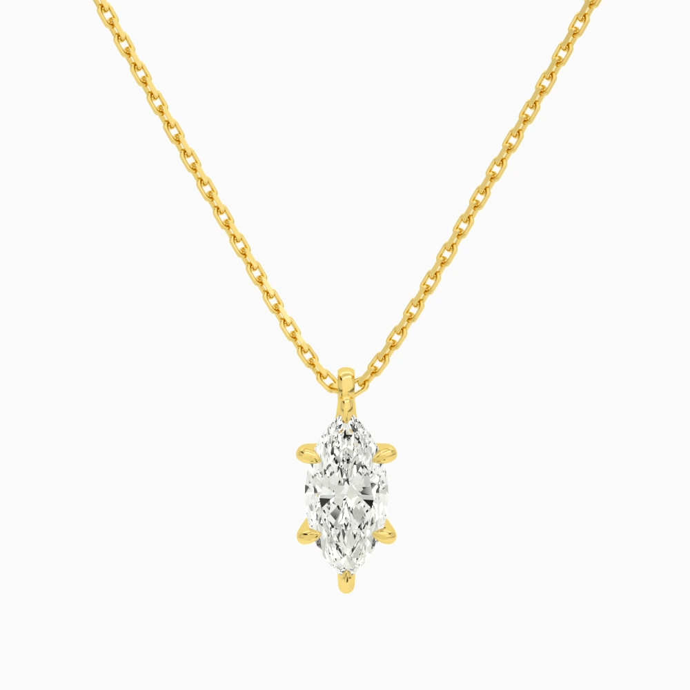 Product Video for Marquise Solitaire Lab Grown Diamond Pendant Necklace In 14K Yellow Gold