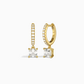 Asscher Accented Drop Huggie Hoop Earrings