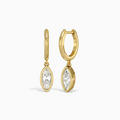 Marquise Bezel Drop Huggie Hoop Earrings