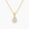 Lab Grown Diamond Pear Halo Pavé Twist Pendant Necklace