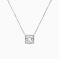 Product Video for Bezel Solitaire Princess Lab Grown Diamond Necklace In 14K White Gold