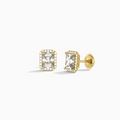 Radiant Halo Diamond Stud Earrings