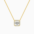 Product Video for Asscher Halo Lab Grown Diamond Necklace In 14K Yellow Gold