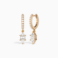 Marquise Accented Drop Huggie Hoop Earrings