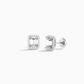 Emerald Halo Diamond Stud Earrings