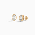 Oval Bezel Solitaire Diamond Stud Earrings