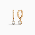 Oval Solitaire Drop Huggie Hoop Earrings