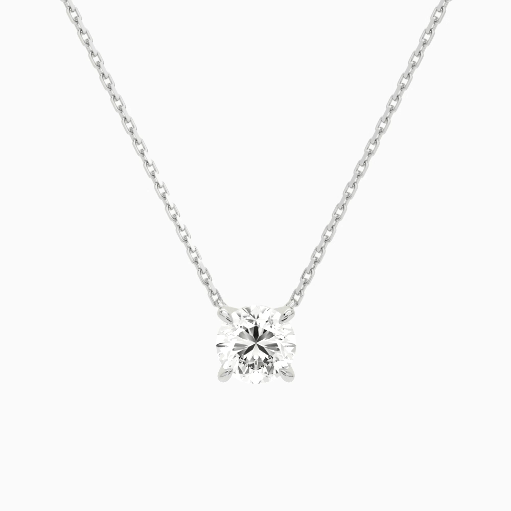 Product Video for Round Solitaire Lab Grown Diamond Necklace In 14K White Gold