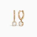 Cushion Bezel Drop Huggie Hoop Earrings