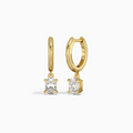 Oval Solitaire Drop Huggie Hoop Earrings