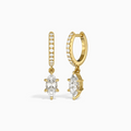 Marquise Accented Drop Huggie Hoop Earrings