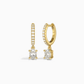 Oval Accented Drop Huggie Hoop Earrings