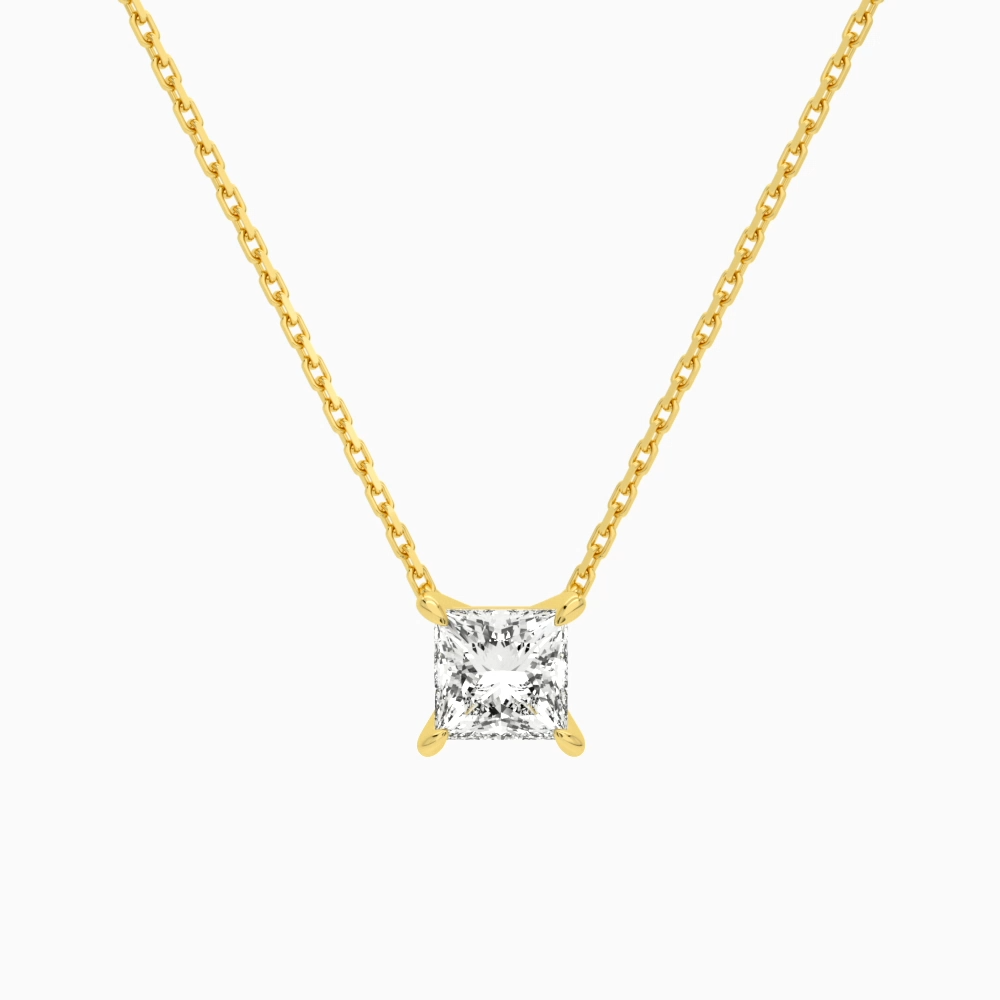 Product Video for Princess Solitaire Lab Grown Diamond Necklace In 18K Yellow Gold
