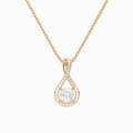 Lab Grown Diamond Cushion Halo Pavé Twist Pendant Necklace