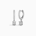 Oval Accented Drop Huggie Hoop Earrings