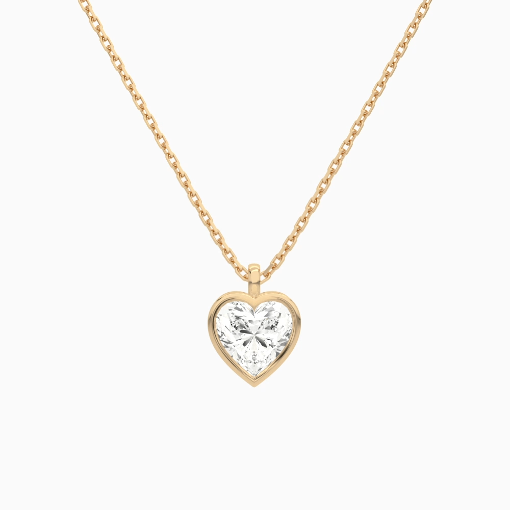 Product Video for Bezel Solitaire Heart Lab Grown Diamond Pendant Necklace In 14K Rose Gold